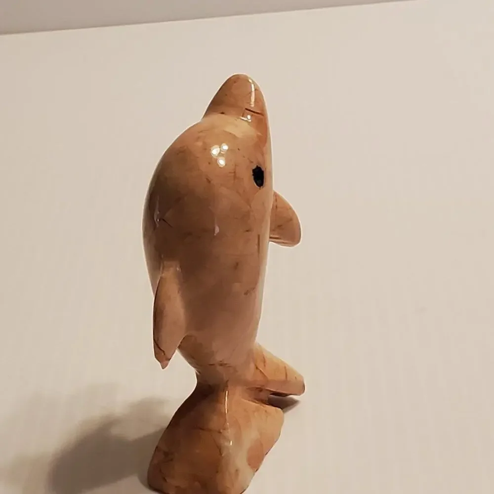 Vintage Hand Carved Pink Marble Dolphin 4